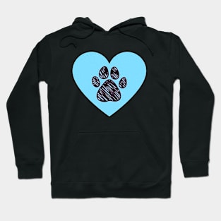 Cute Blue Paw Print Heart Hoodie